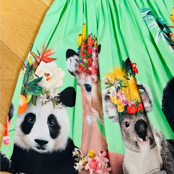 Molo Green Dress with Floral and Animal Design - Picture 2 of 3